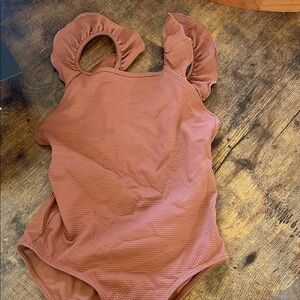 Ruffled Sleeveless Kids One Piece - Brown Swimsuit